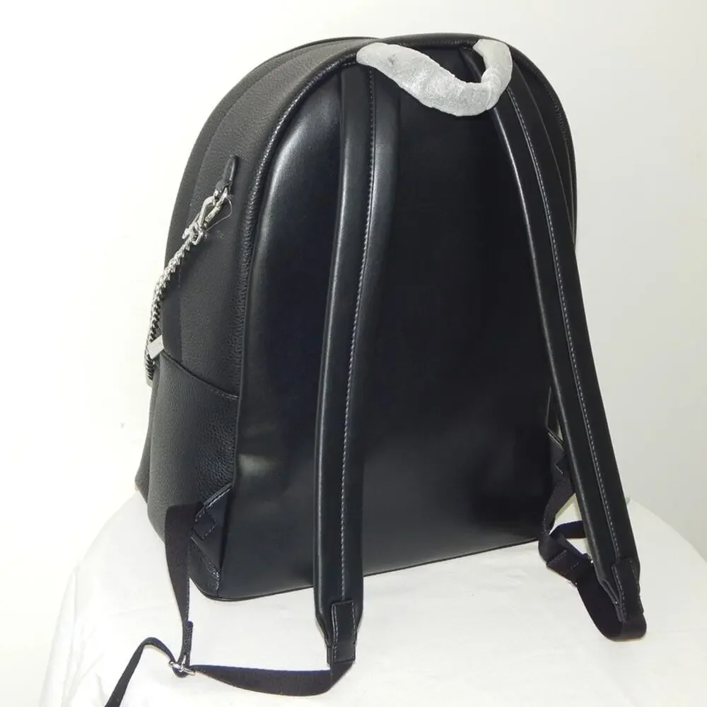 NWT Michael Kors SLATER MK Logo Laptop Compatible Chain Large Backpack Black